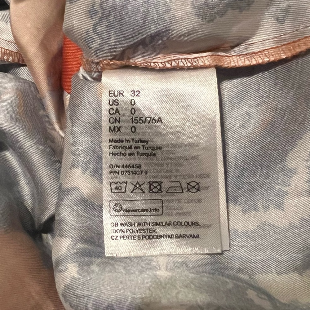 H&M Orange Blue Tie-Front Button Up Crop Camisole Size 0 - Picture 7 of 9